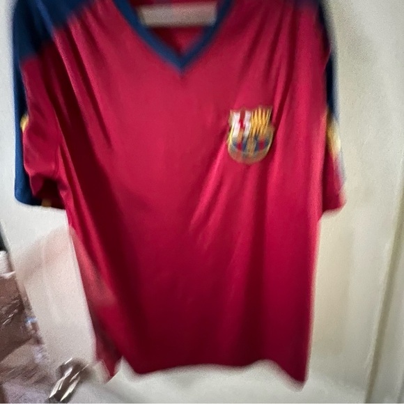 FCB Barcelona Burgundy Navy V NeckShirt - Picture 3 of 6